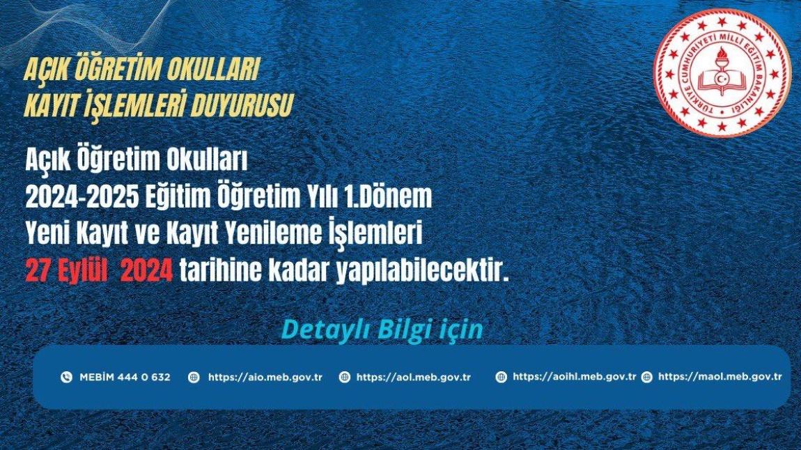 Açık Öğretim Okulları Kayıt İşlemleri Duyurusu